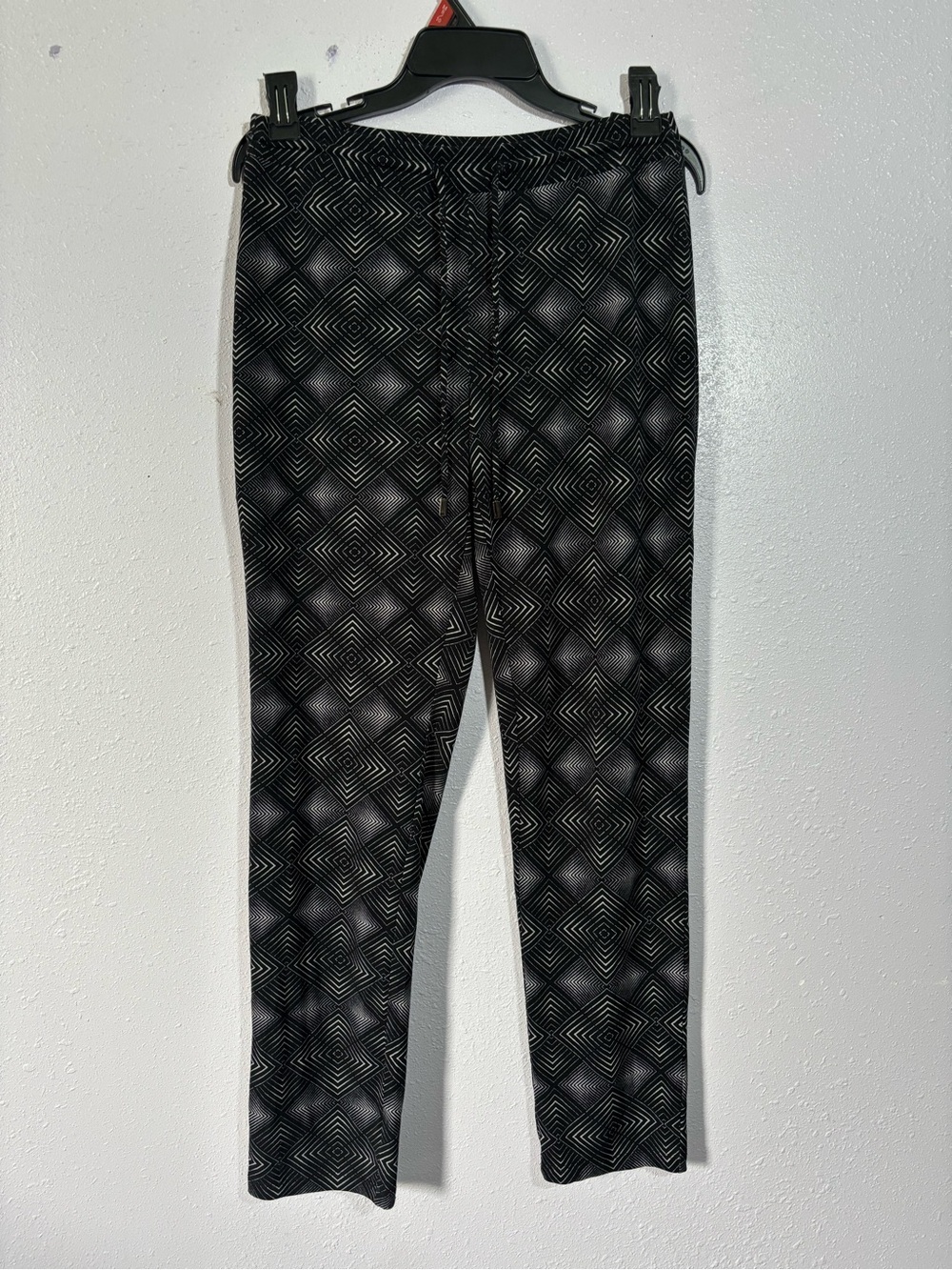 Cato Black Geometric Print Pull-On Pants